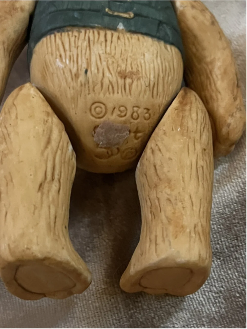 1983 Dept 56 Bisque Porcelain Teddy Bear Figurine Ornament String Jointed GREAT